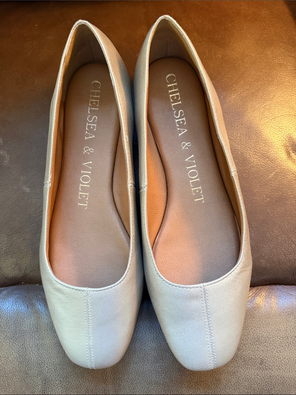 Chelsea & Violet Women's Light Beige Square-Toe Ballet Flats